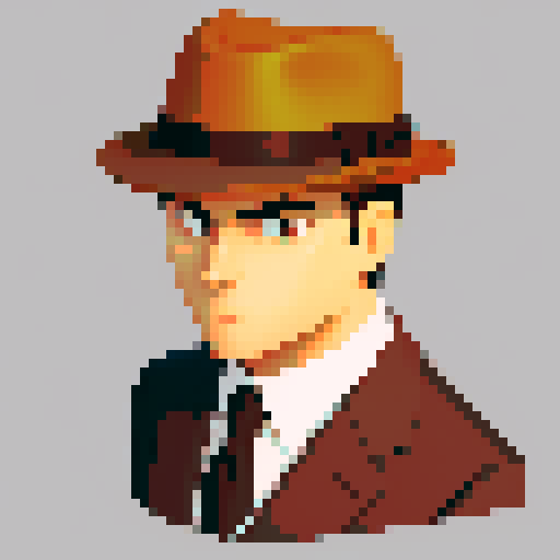 Male mobster in suit with brown hair and a fedora 