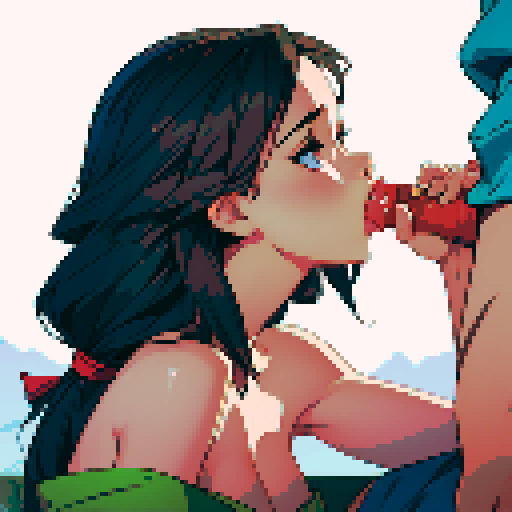 side angle of sexy naked woman giving blowjob