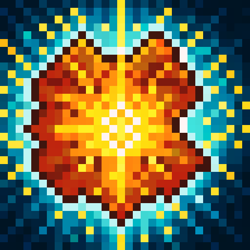 Diamond Shaped Fireball, Orange Flame, Lighter orange background, Flame tail