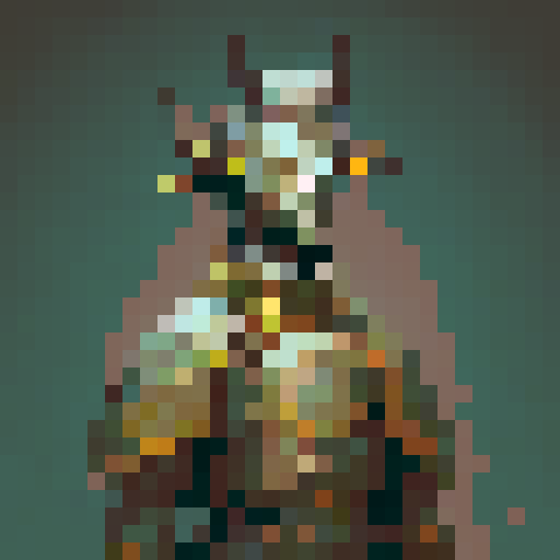 muromachi-era samurai in traditional armor, sprite for roguelike game