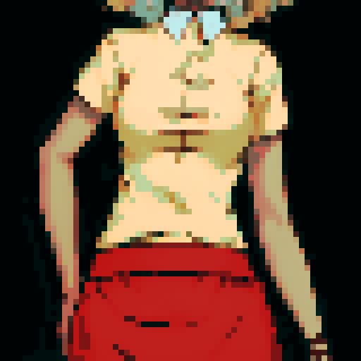 Black girl with light brown hair, red eyes, and a white blouse