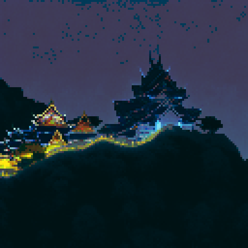 Night view, Thai temple, On mountain