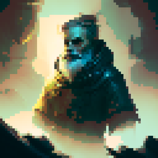 really old librarian with a long beard portrait, hood over his head and eyes, fantasy RPG