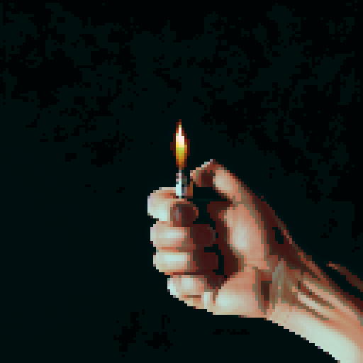 Hand holding lighter, fire, light