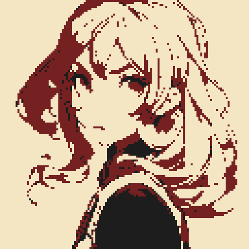 cute character with light hair, dark hair tips in pixel art style, sRGB