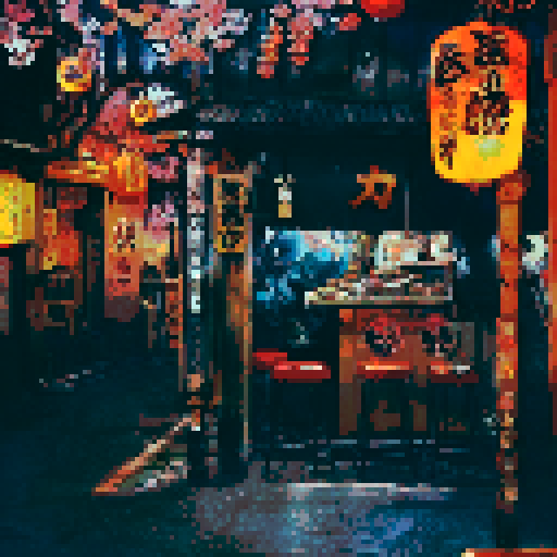 japanese alleyway, warm colors, extremely detailed, complicated and intricate kanjis, detailed writing, moonlight, warm lights, soft shading, landscape portrait