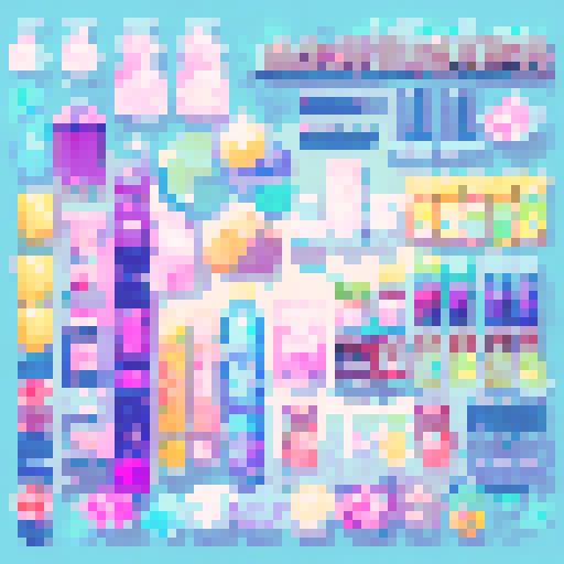 convenience store checkout counter, brightly colored candies, flickering fluorescent lights, rows of glossy magazines, colorful lottery tickets, stacks of soda cans, rows of cigarettes, a cash register, shopping baskets, landscapes and portrait paintings