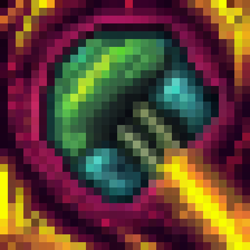 Twisted tendrils of void energy unleash a shadow bolt in the style of 32x32 Skill Art.