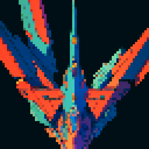 a pure 2d sprite for a space game. a top down view of a triangular spaceship all by itself ,style of the 80s. The spaceship should not have any shadows.