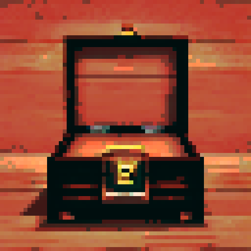 minecraft chest icon, wooden box, dark brown planks, single gold lock center, front view, simple flat design, black outline