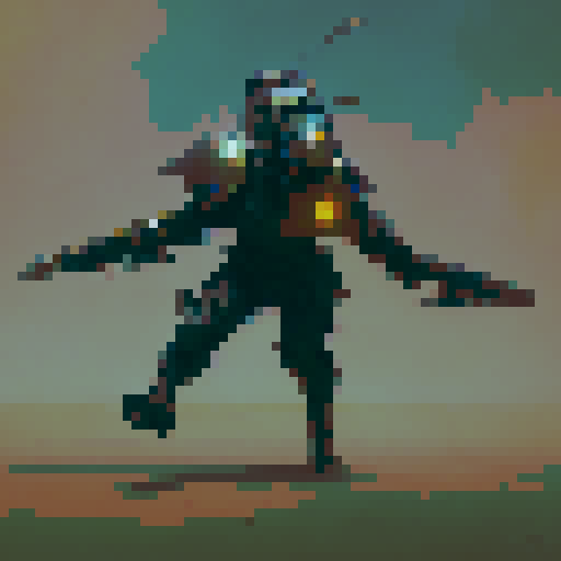 warrior wearing armor, running, side view