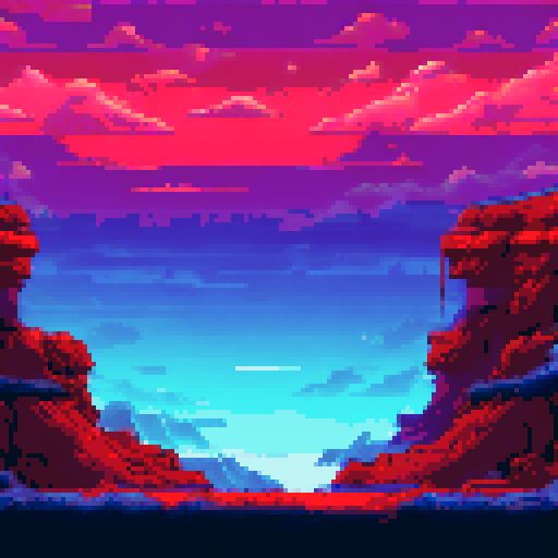 Vibrant dark red alien planet sky