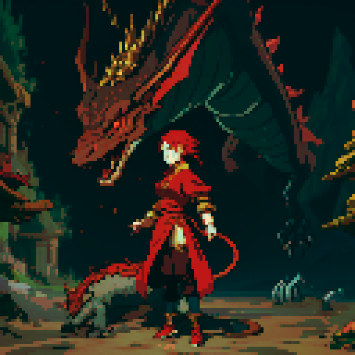red dragon, pile of gold coins, full-body image of dragon