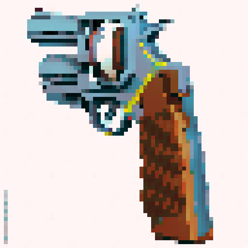 a revolver that is reloaded with a single blue bullet and is spun randomly