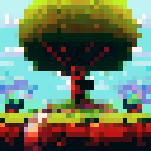 chestnut tree, green leaves, brown trunk, fantasy top-down RPG with an orthogonal camera, not isometric,simple 