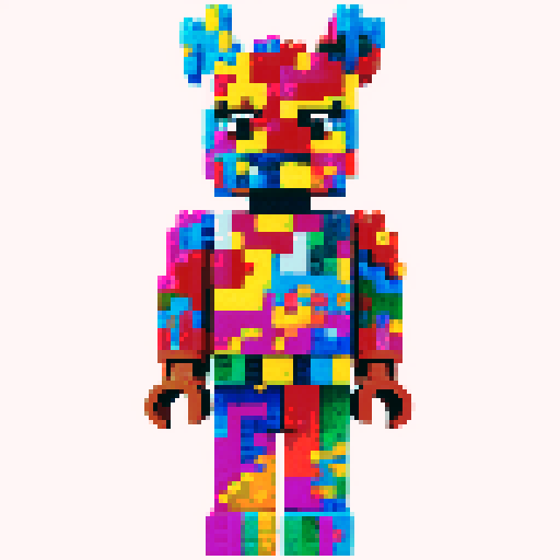 colorful pixel lego blocks arranged in a playful, vibrant composition, showcasing the intricate details and vibrant colors of pixel art in the sRGB color space