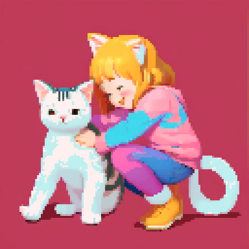 girl hugging a cat