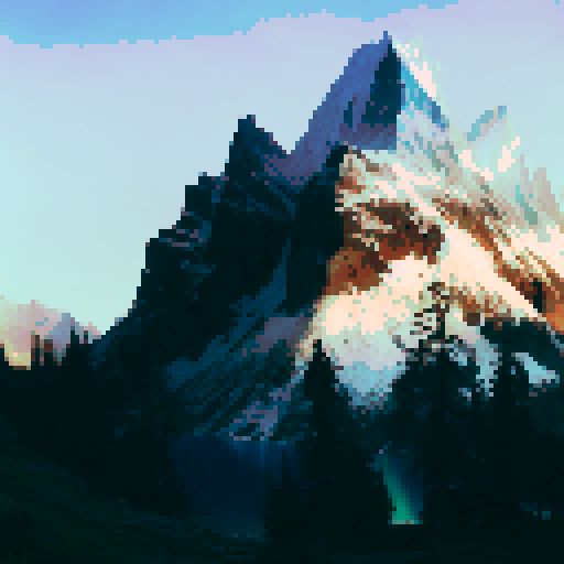 A majestic, snow-capped mountain peak towering above a serene, crystal-clear lake surrounded by vibrant, autumn-colored trees, rendered in a realistic oil painting style, with warm colors 