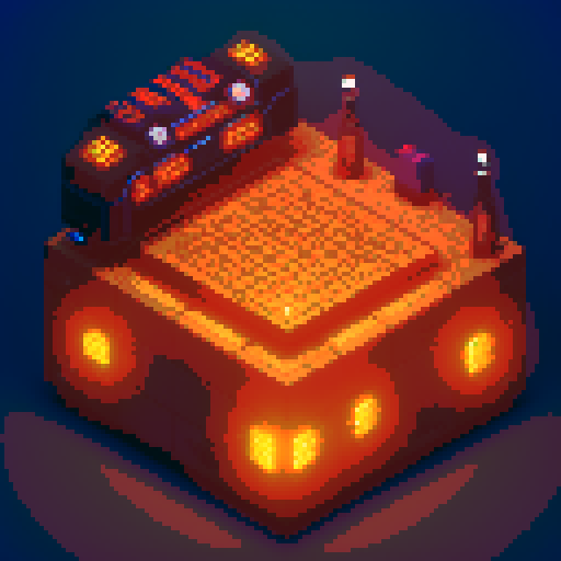 futuristic crate, glowing buttons, golden decorations, intricate details, pixel art style, sRGB, lootbox