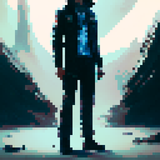 boy, black hair, blue eyes, white shirt, black jacket, black pants, black shoes, pale