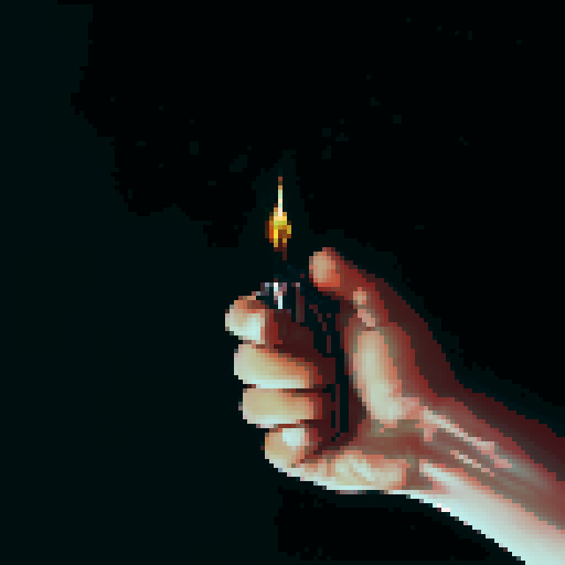 Hand holding lighter, fire, light