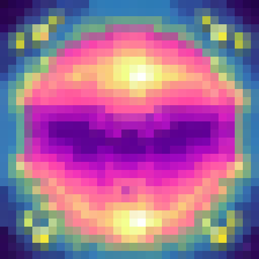 Bright neon cars race on a retro Commodore 64 track with pixelated mountains and a sunset sky in 32x32 skill art.