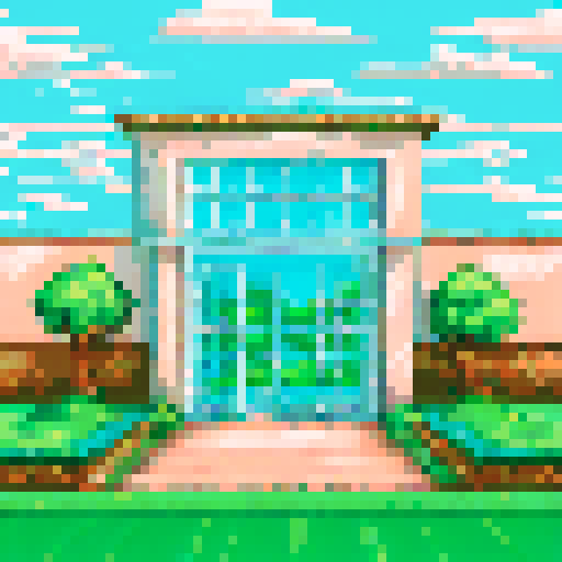 cyan wall with windows and green curtains