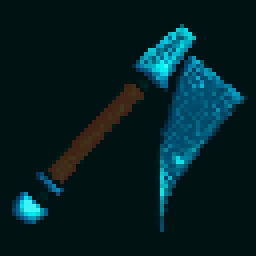 fantasy axe, sharp blade, metallic sheen, steel colored blade, textured grip