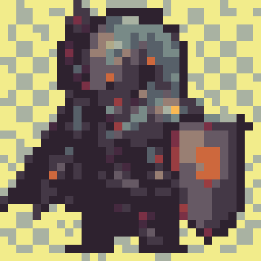 dark souls-like knight, brown-haired, no helmet, sword and shield, shield embossed with a golden "V", oblique side view, fantasy RPG