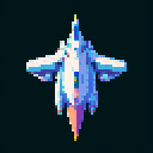 a pure 2d sprite for a space game. a top down view of a triangular spaceship all by itself ,style of the 80s. The spaceship should not have any shadows.