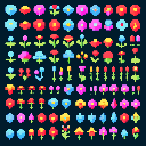 12 different flower sprites 