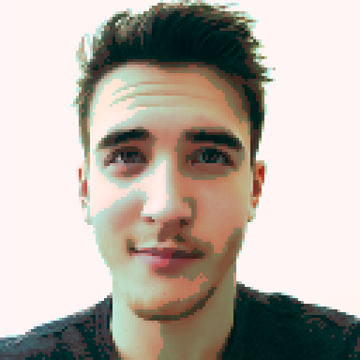 beard, flannel shirt, axes, computer screen, neon colors