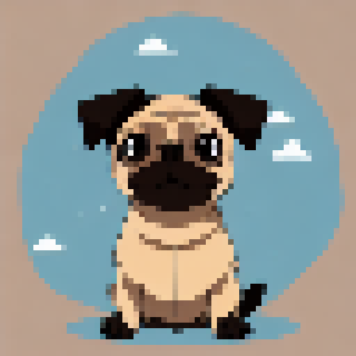 Lovely pug singing in a forest 