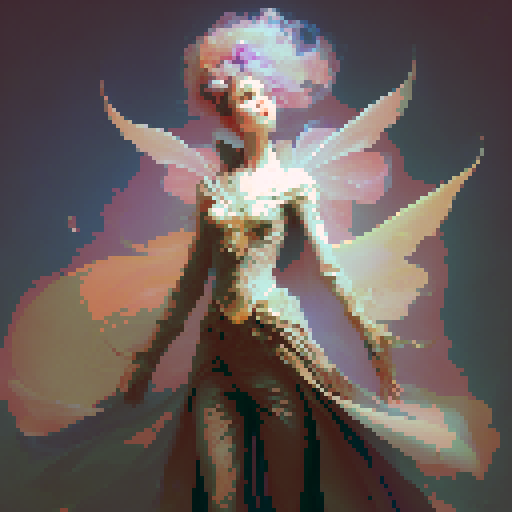 a fairie queen empress casting a major spell dramatic wind and lighting levitation ornate in the style of alphonse mucha