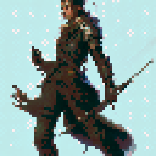 barbarian soldier wielding a bow and spear, fantasy RPG