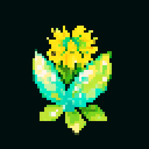 A beautiful, flower-adorned creature with vibrant petals, delicate wings, and a graceful appearance. It emits a faint floral fragrance and has a serene expression. No background.
