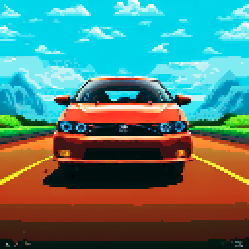 Photorealistic whole Toyota Corolla, centered, three-quarter view, right front wheel, clean background, realistic colors, pixel art style
