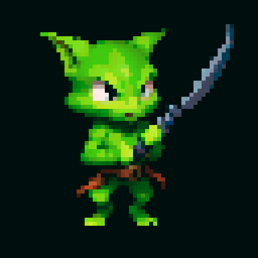 A sneaky, agile goblin with a hood, daggers, and a cunning expression. It has quick movements and a stealthy appearance, ready to strike from the shadows. No background.
