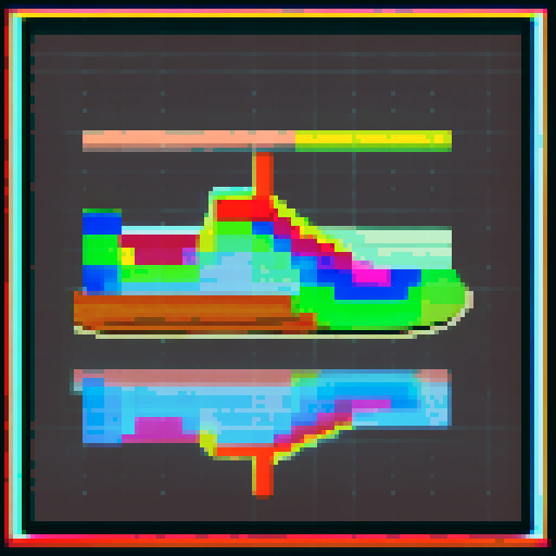 "Pixelated shoes of all colors and styles march across the screen on a website designed in retro, 8-bit style."