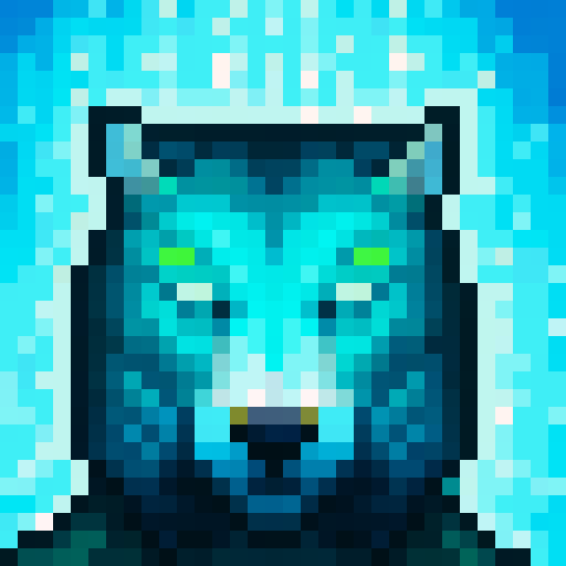 Wolf avatar, portrait, glowing eyes