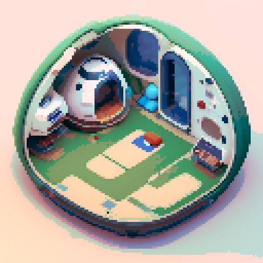 The interior of a small, rounded spaceship from a flat side view. A small, rounded spaceship interior with smooth, curved walls and large windows in the back showing space. In the center is a cryo-pod with a sleeping human inside. A screen on the side and a control panel