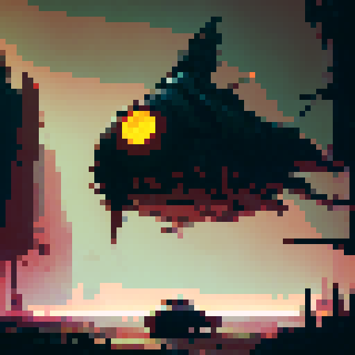 Rusty robot, like a can of tuna, with glowing red eyes and sharp, angular limbs, standing tall in a post-apocalyptic wasteland, surrounded by twisted metal and scraps of machinery.