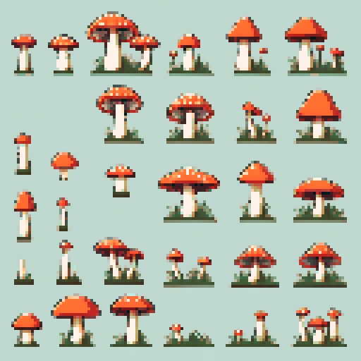 a collection of mushrooms on plain white background in limited muted natural colours 