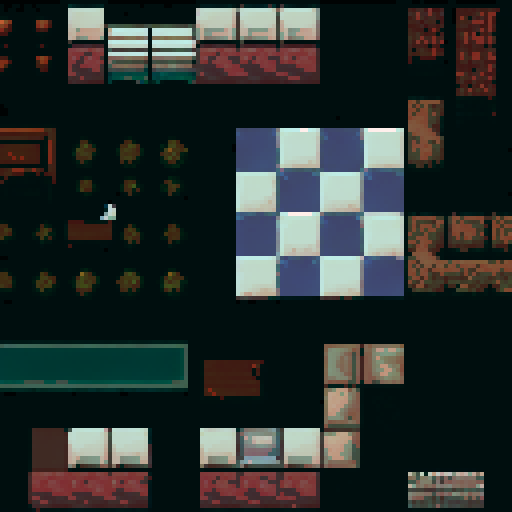 16x16 top-down interior Tilemap of a hotel