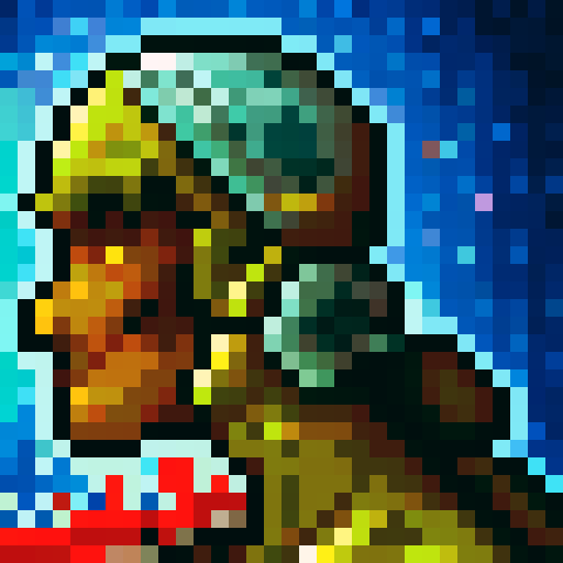 retro-futuristic excavation building, game icon, 32x32 pixel art, sRGB, skill art, close up, portrait, vibrant colors, glowing neon lights, weathered metal surfaces, towering smokestacks, mechanical gears, steampunk elements, futuristic machinery, intricate circuitry, holographic displays, pulsating energy sources