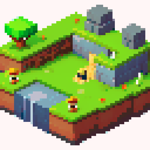 Stylized isometric grayscale forge for level 1 strategy game, slot is 64x32 diamond, simplified art