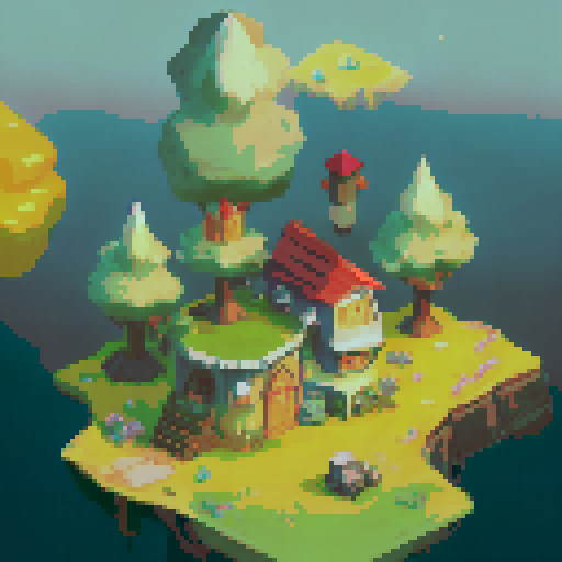 Scenery from elevated angle, farm village with fields, autumn